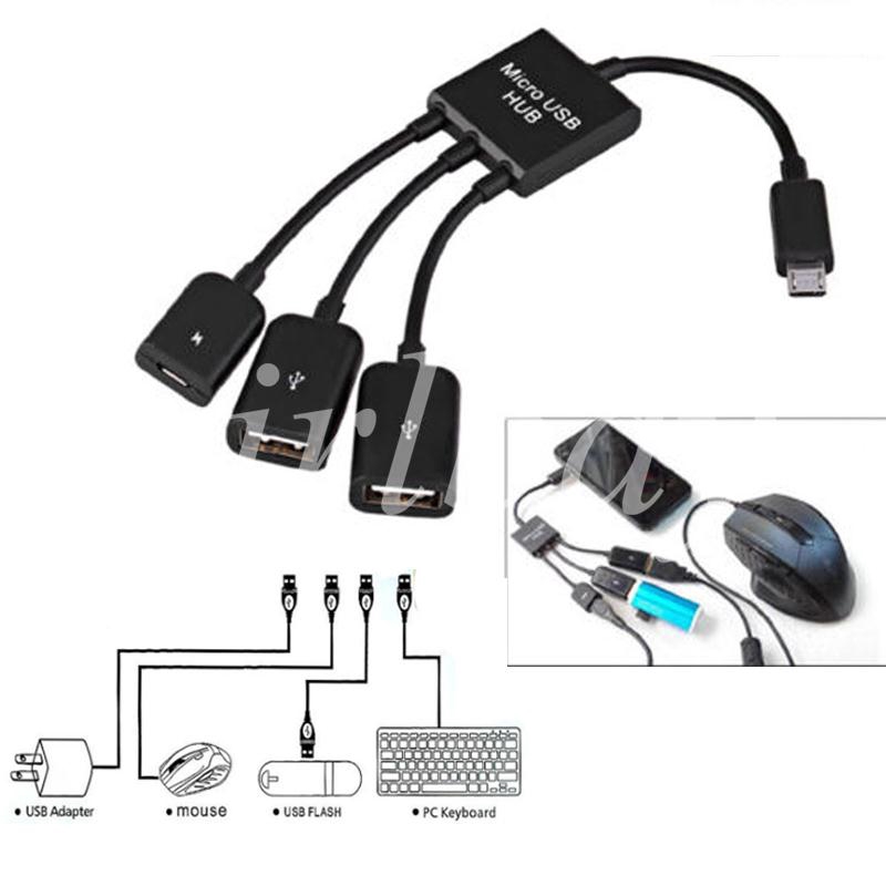 Dây cáp chuyển đổi đa chức năng OTG 3 trong 1 Micro USB HUB