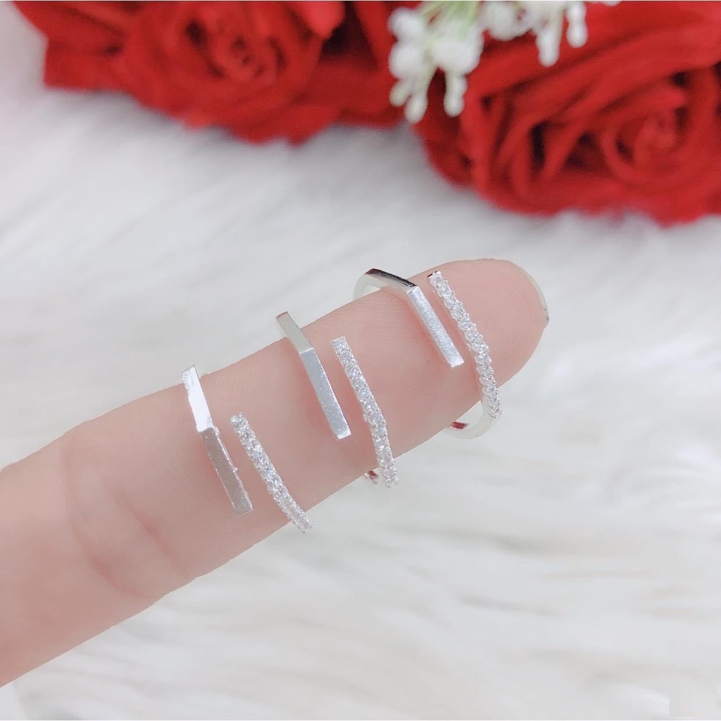 Combo 2 nhẫn bạc nữ đính đá Evasilver mẫu cá tính, chất liệu bạc ta sang trọng thiết kế tinh xảo