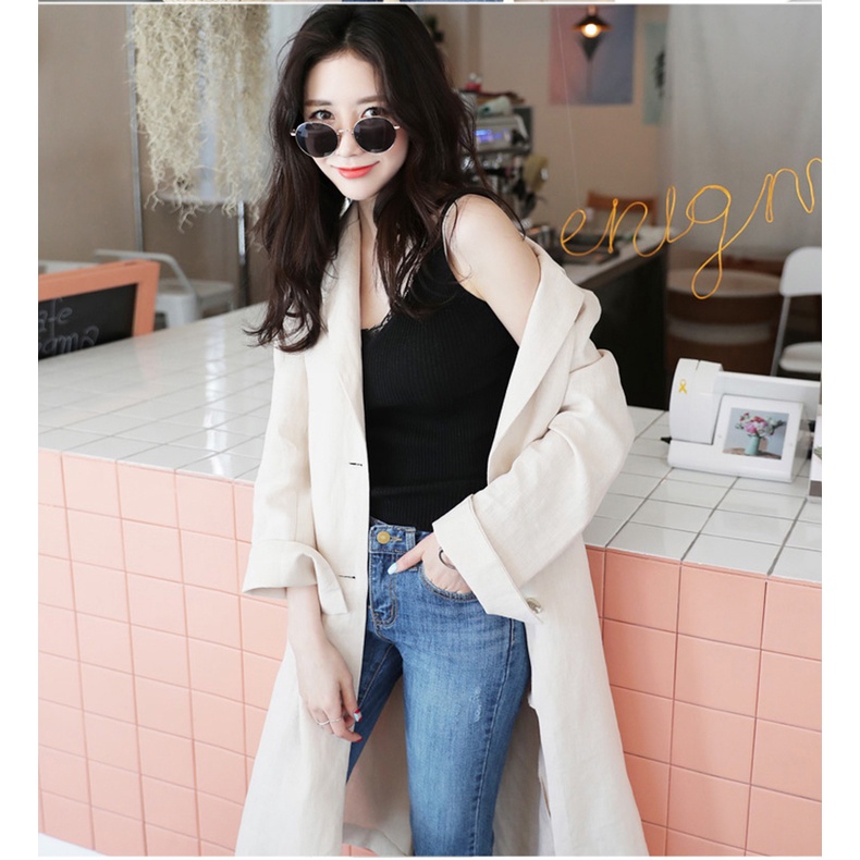 【ZHELIHANGFEI】 / Áo Hai Dây Dệt Kim Cổ Chữ V Màu Trơn Dáng Ôm Dễ Phối Đồ Cho Nữ