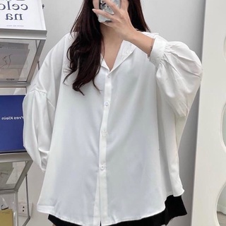 Áo sơ mi form rộng chất lụa tay bồng
