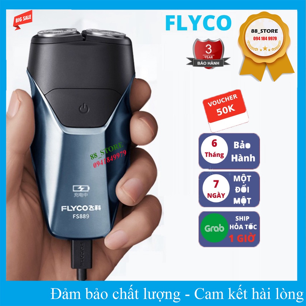 Máy Cạo Râu Nam Flyco FS889 Lưỡi Dao 2 Đầu, Bảo Hành 36 Tháng