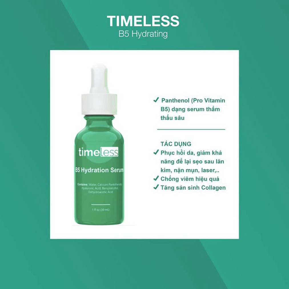 [Hoangminh]  (Mẫu Mới) Serum Cấp Nước Phục Hồi Da Timeless Vitamin B5 Hyaluronic Acid 30ml