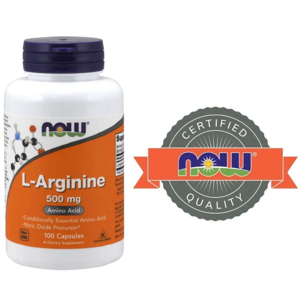 Thực Phẩm Bổ Sung Axit Amin Hỗ Trợ Chức Năng Gan, Tăng Cường Lưu Lượng Máu NOW L- ARGININE 500MG (100 Viên)