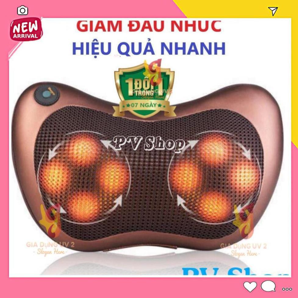 Gối massage hồng ngoại 8 bi, gối massage cổ vai gáy lưng, đa năng cao cấp tự động- Bảo hành 12 tháng