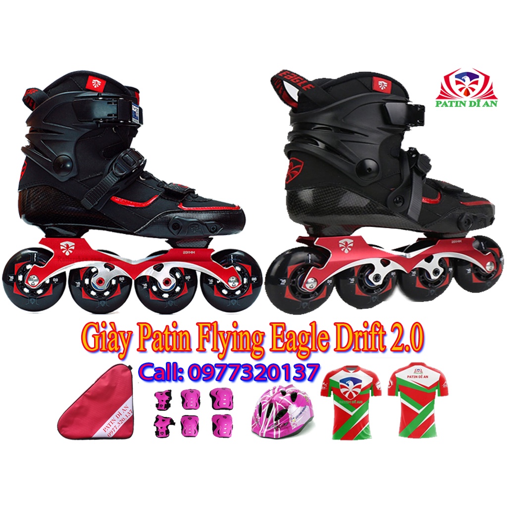 Giày Patin Flying Eagle Drift 2.0 Chính Hãng Kèm Combo Quà Tặng Balo+bảo hộ+8 bánh đèn+vớ Nike