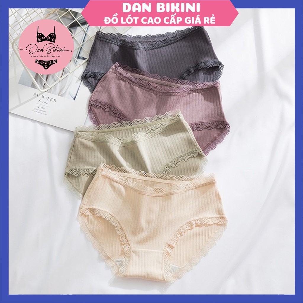 Quần Lót Nữ ❤️FREESHIP❤️ Quần Lót Nữ Cotton gân tăm kháng khuẩn mềm mại ❤️ Quần Lót Cotton phối viền ren mã 1005