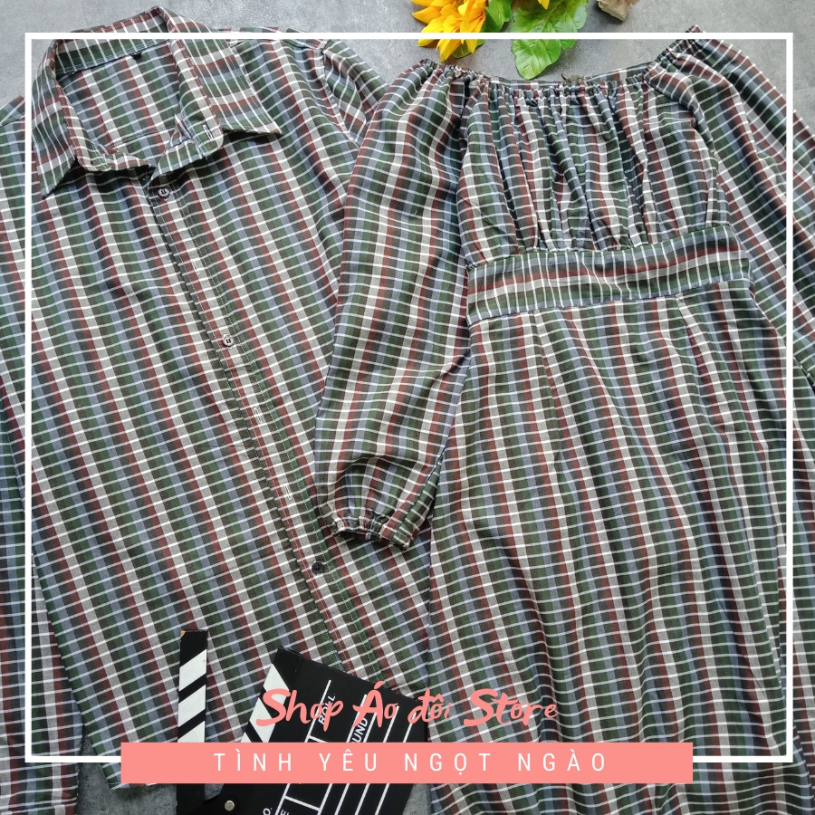 Bộ áo váy sơ mi cặp cao cấp, đồ đôi nam nữ  dễ thương, chất đẹp để chụp hình cưới, đi du lịch