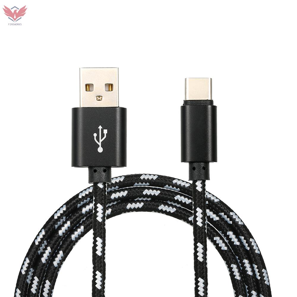 Dây Cáp Sạc Truyền Dữ Liệu Usb Type C Bằng Nylon Bện Cho Samsung Huawei Xiaomi Đen