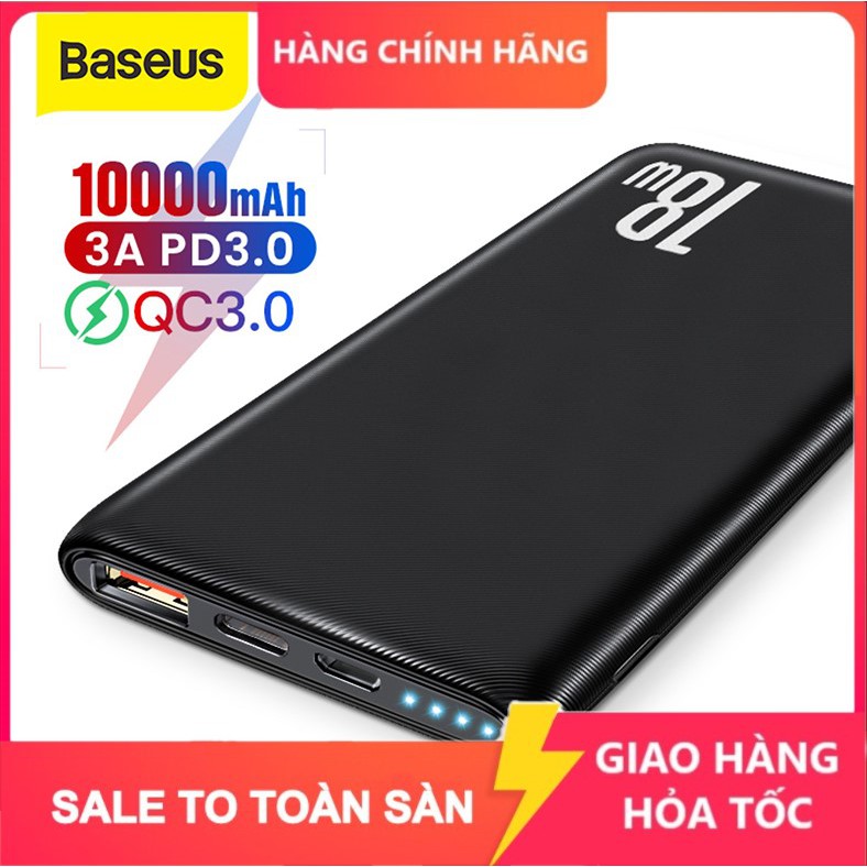 [ PD +QC 18W ] Pin dự phòng sạc nhanh Baseus Bipow 10000mAh PD/QC 18W (Powerdelivery / Quick Charge Power Bank )