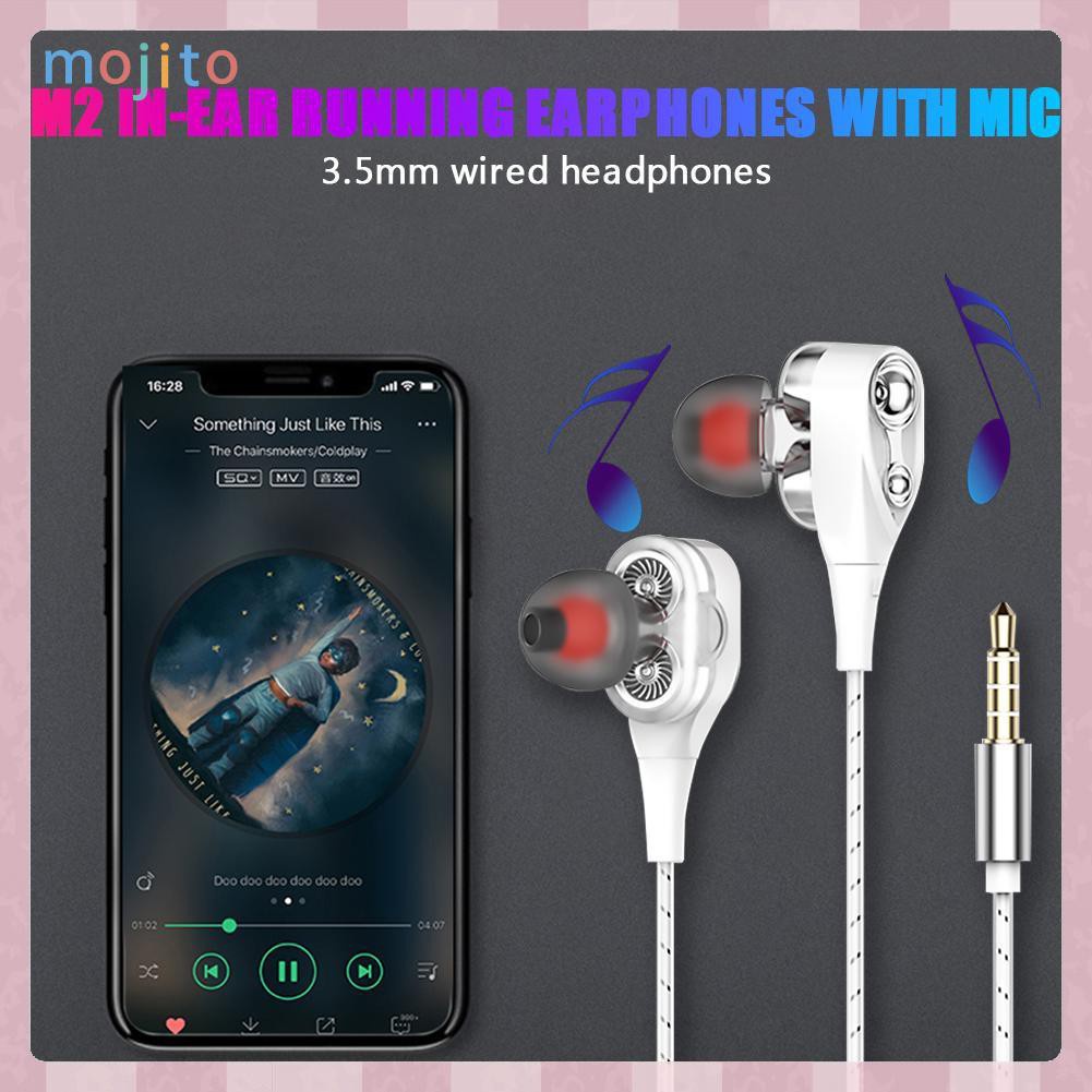 MOJITO Wired Earphone Universal 3.5mm High Bass Earbuds In-Ear Earphones with Mic