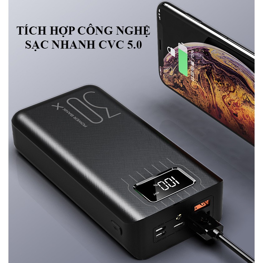 SẠC DỰ PHÒNG PIN DỰ PHÒNG 30000MAH Tích Hợp Sạc Nhanh Fast Charge Màn Hình Led hiển phần trăm thị pi