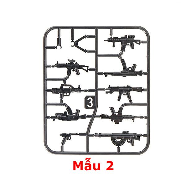 Vỉ Vũ Khí Các Mẫu Trang Bị Mới Nhất NO.407 M1915 MP5 MP7 MP10 AK47 SR25 HK416 - Phụ Kiện Army MOC