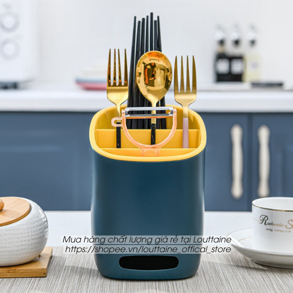 Giỏ ổng đựng đũa thìa đồ dùng nhà bếp 2 lớp đa năng, chất liệu nhựa cao cấp màu sắc bắt mắt | BigBuy360 - bigbuy360.vn