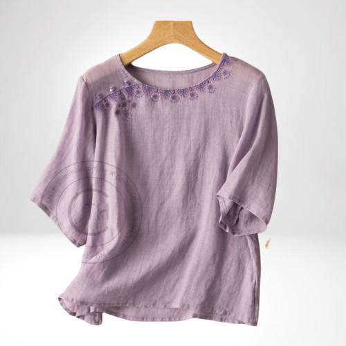 Áo kiểu trung niên chất liệu cotton thoáng mát Thiều Hoa A0414