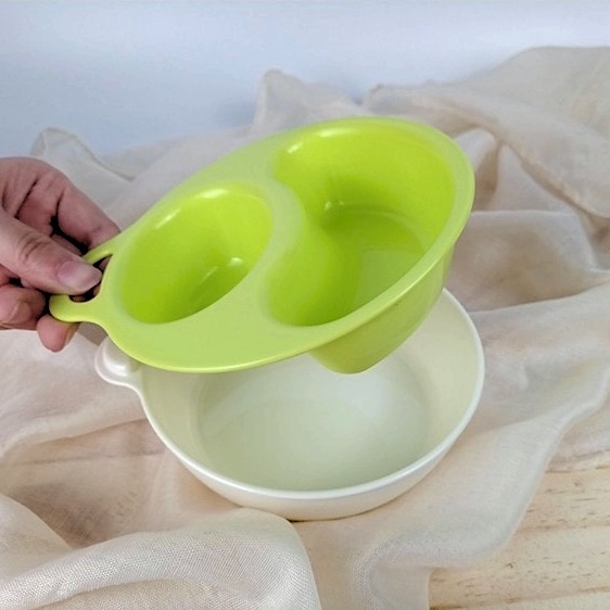 Bát ăn dặm chia ngăn Paku Paku Nhật Bản màu xanh