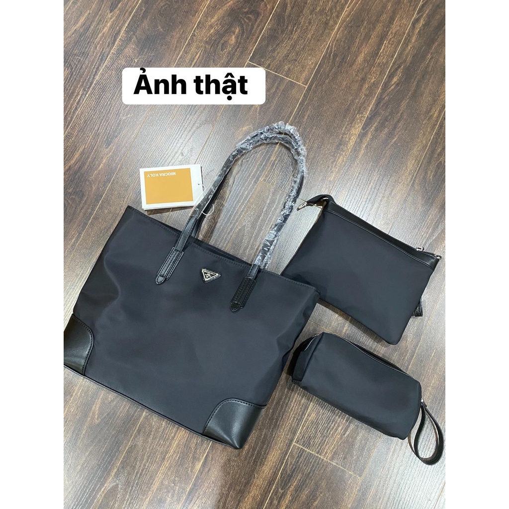 Túi tote đen tặng kèm 2 túi nhỏ đựng đồ - Hãng Miocra koly chính hãng - mk7835