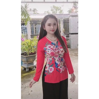 ÁO BÀ BA LỤA IN HOA XINH