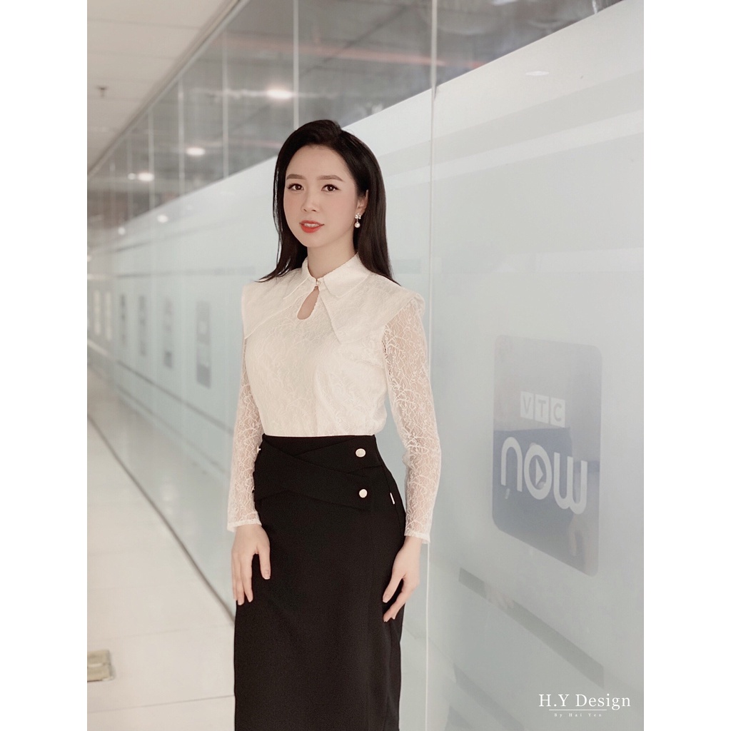 Áo ren 1 khuy trắng - AK015