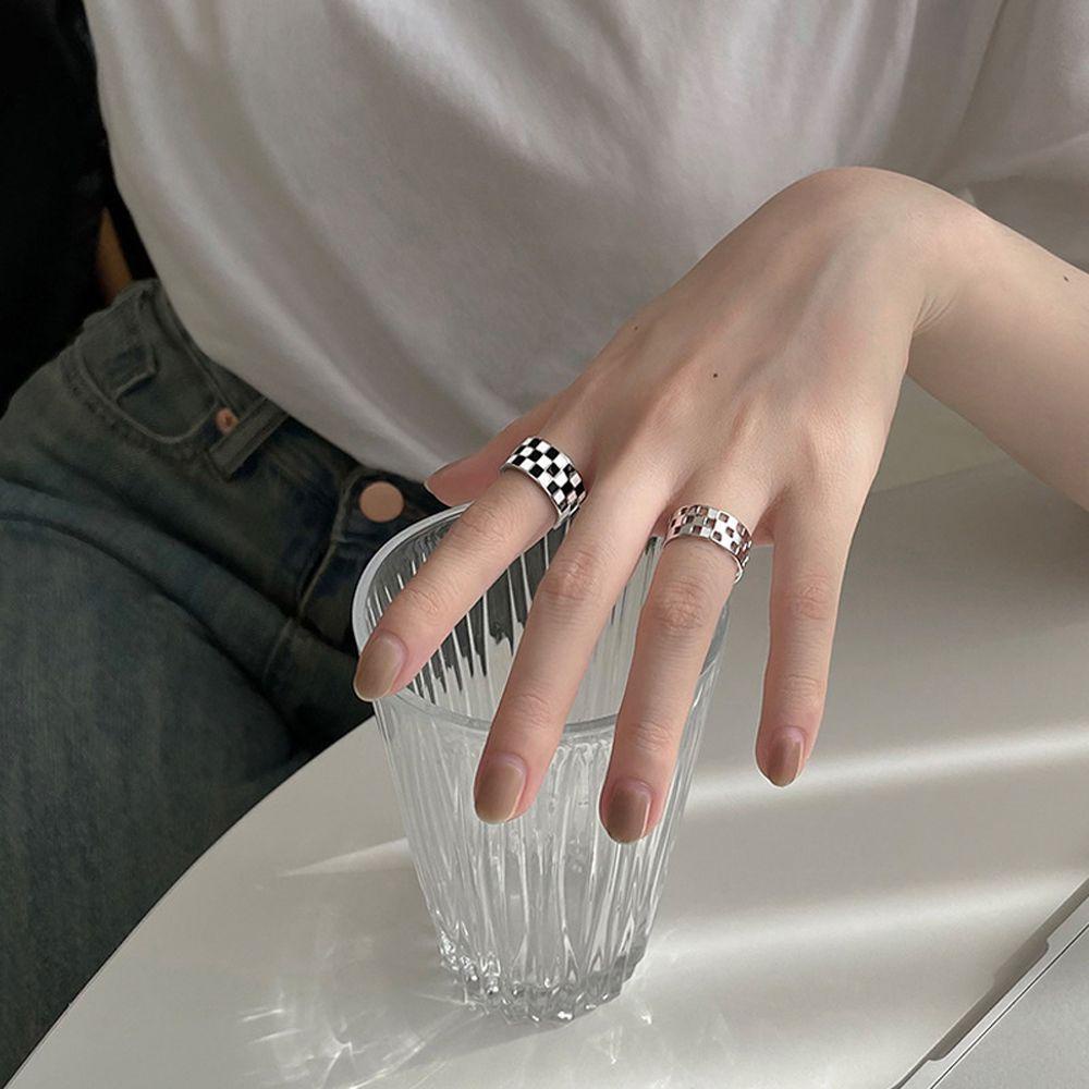 Nhẫn Hở 2 Lớp Mặt Tráng Men Thanh Lịch Cổ Điển Có Thể Điều Chỉnh Cho Nữ