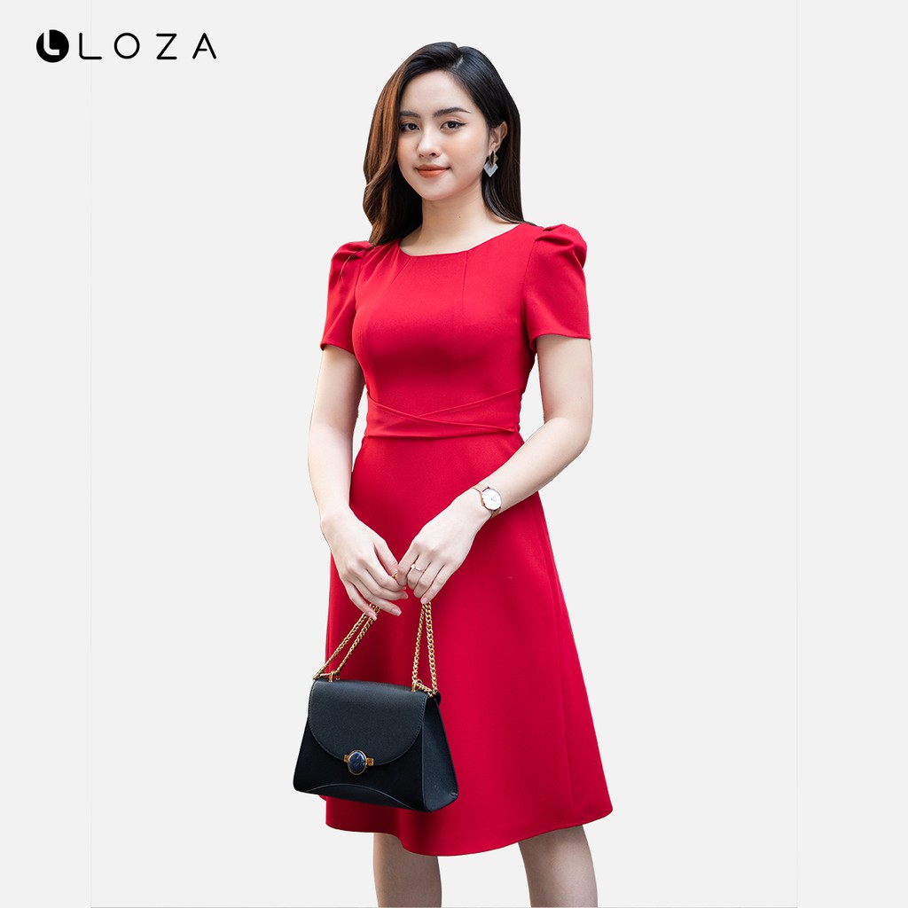 [Mã FASHIONMALLT4 giảm 15% đơn 150k] Đầm xòe LOZA phối tay bồng - LD01119