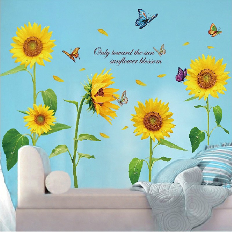 Decal Dán Tường - Giấy Dán Tường - Hoa hướng dương - flowerdecalXL8011