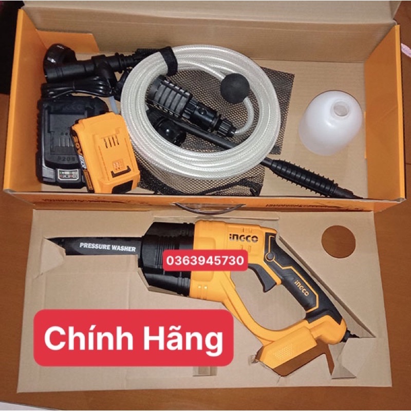INGCO Máy xịt rửa áp lực dùng pin Lithium 20V CPWLI20082