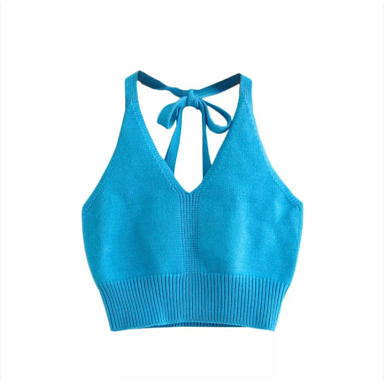 Áo hai dây dệt kim cổ chữ u gợi cảm màu kẹo phong cách retro hàn quốc | BigBuy360 - bigbuy360.vn