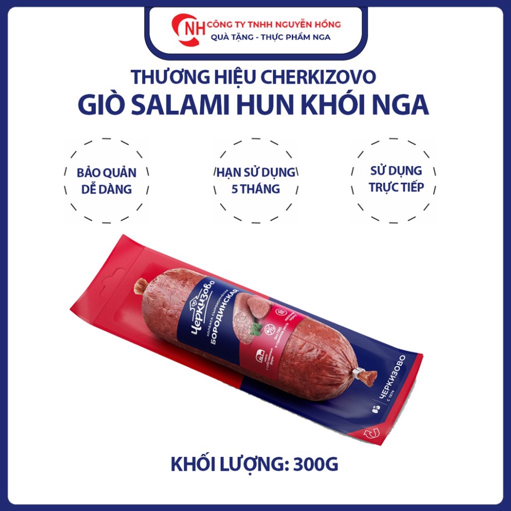 Salami xúc xích hun khói Checkizovo 300g, Salami giò hun khói nhập khẩu Nga, Nguyễn Hồng