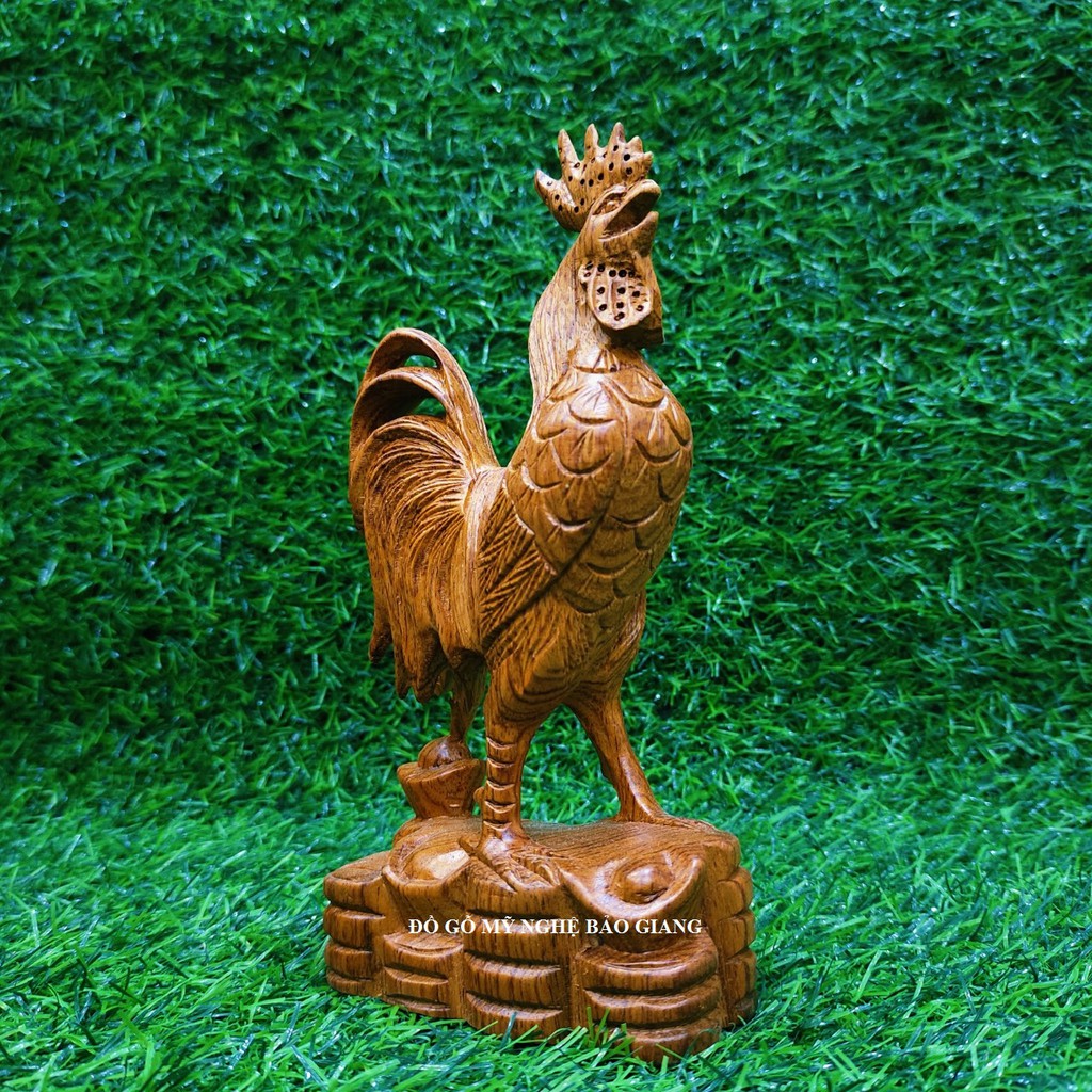Tượng con gà trống gỗ hương cao 20 cm