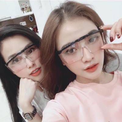 Mắt Kính đi đường Trắng Trong chống tia UV chống bụi - Mắt kính vuông đen bảo hộ chống bụi