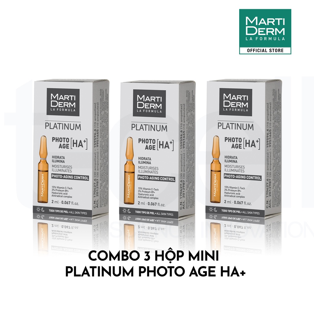 Combo 3 ống Ampoule 15% Vitamin C Nguyên Chất Chống Lão Hóa - MartiDerm Platinum Photo Age HA+