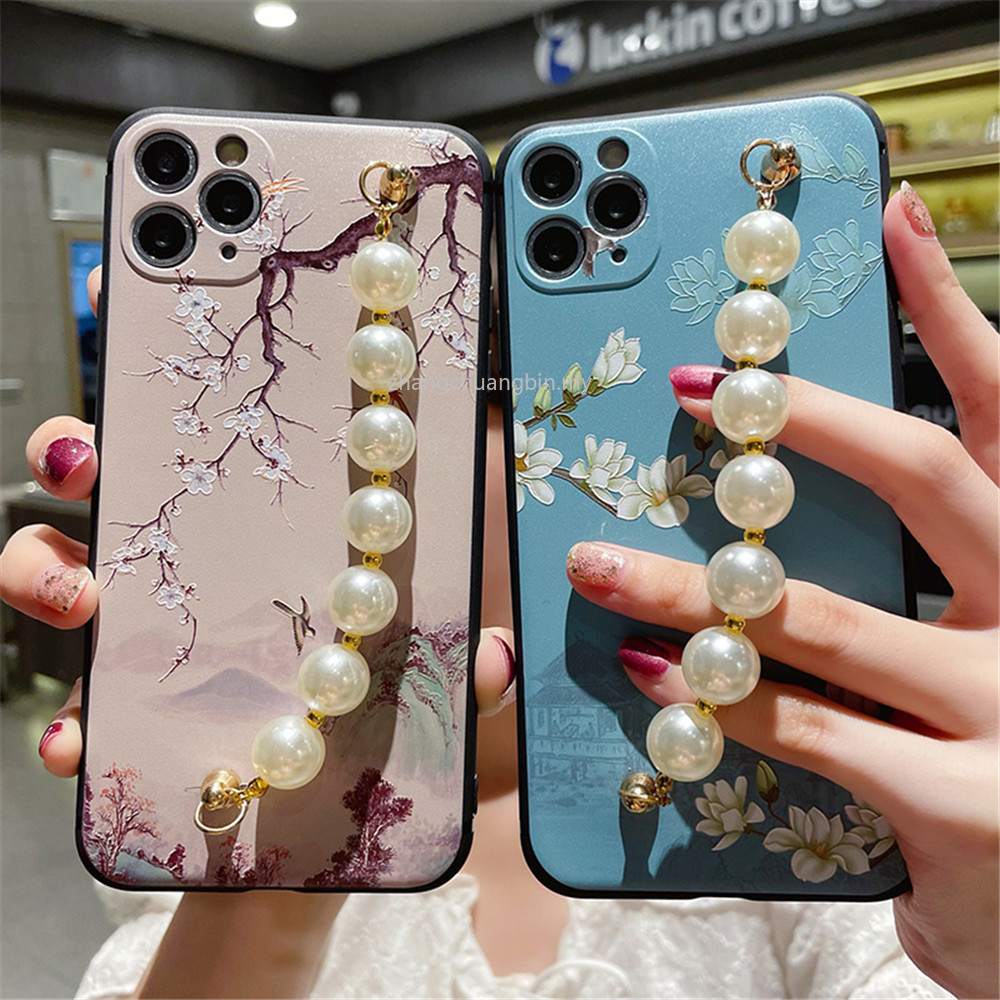 Ốp Điện Thoại Dẻo Đính Đá Lấp Lánh Sang Trọng Kèm Vòng Đeo Tay & Dây Đeo Chuỗi Hạt Cho Huawei Nova 7 Se Pro