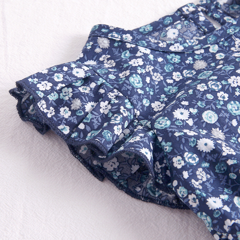 Set áo liền quần + băng đô trang trí tóc in họa tiết hoa dành cho bé gái