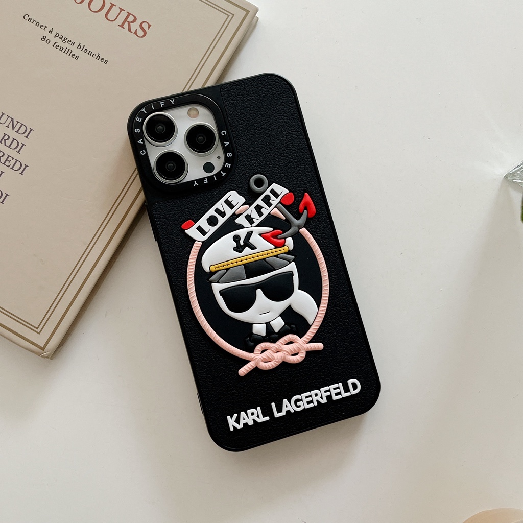 Casetify Ốp Điện Thoại Silicon Hình Mèo Karl Lagerfeld Và His Cat Cho iPhone 15 14 13 12 11 Pro Max X XR 7 8 Plus