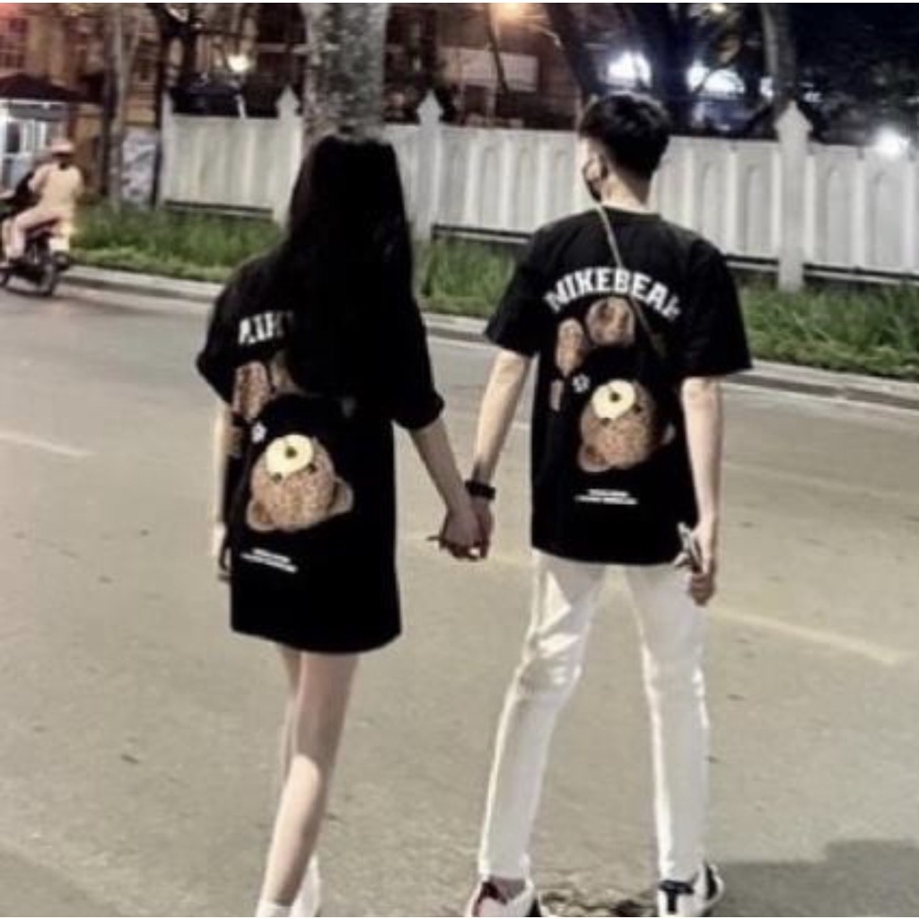 Áo Phông Tay Lỡ Mikenco Mikebear Tshirt Nam Nữ Chính Hãng - Hình In Gấu 5D Cao Cấp