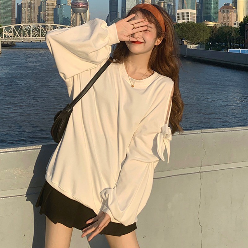 [ORDER] ÁO NỈ OVERSIZE KHOÉT VAI ĐỘC LẠ ULZZANG - KÈM ẢNH FB CUỐI