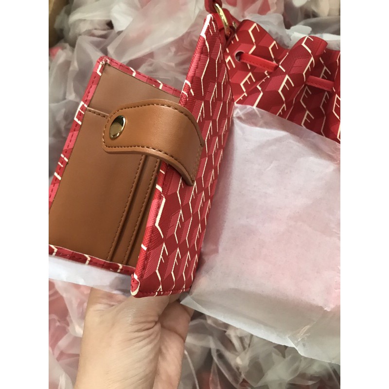 Set 2 Túi Estee Đỏ Kèm Ví Nhỏ - Set túi kèm ví quà tặng hãng Estee Lauder