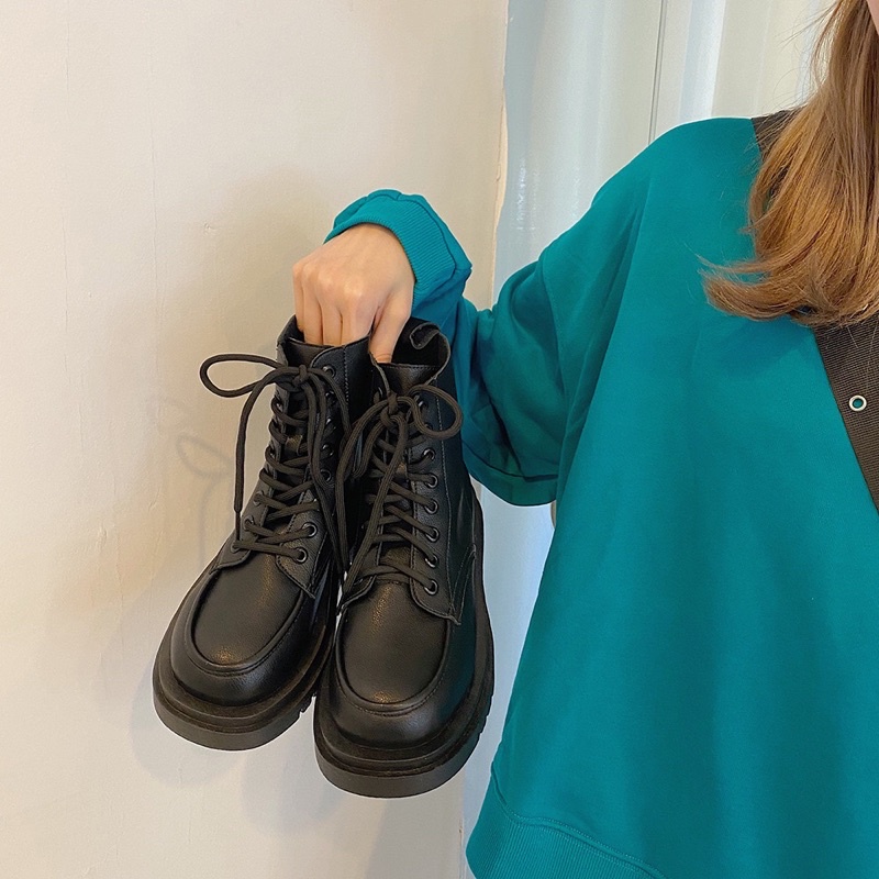 Boot nữ da mềm mã L921 kèm video ảnh thật/ boot cổ cao buộc dây da mềm ullzang | BigBuy360 - bigbuy360.vn