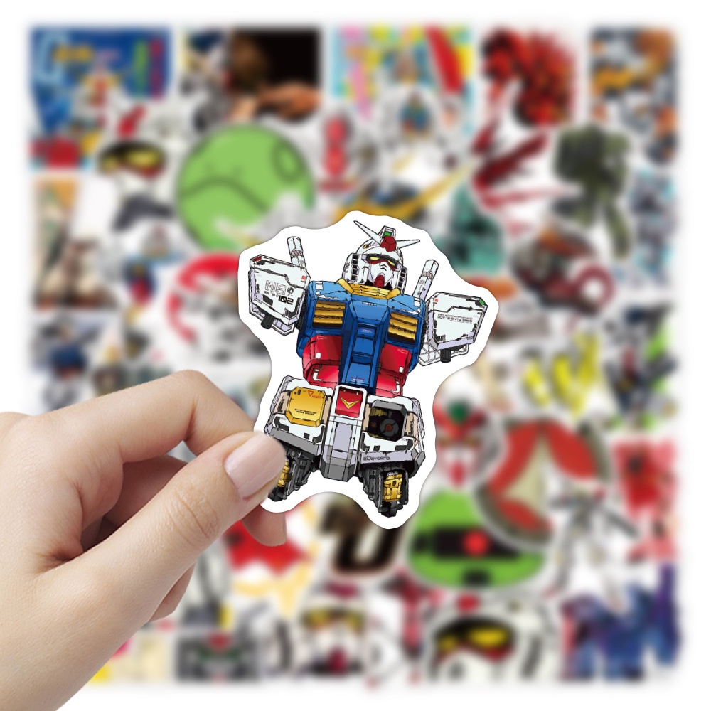 Set 50 Sticker Hoạ Tiết Anime GUNDAM Độc Đáo Để Trang Trí