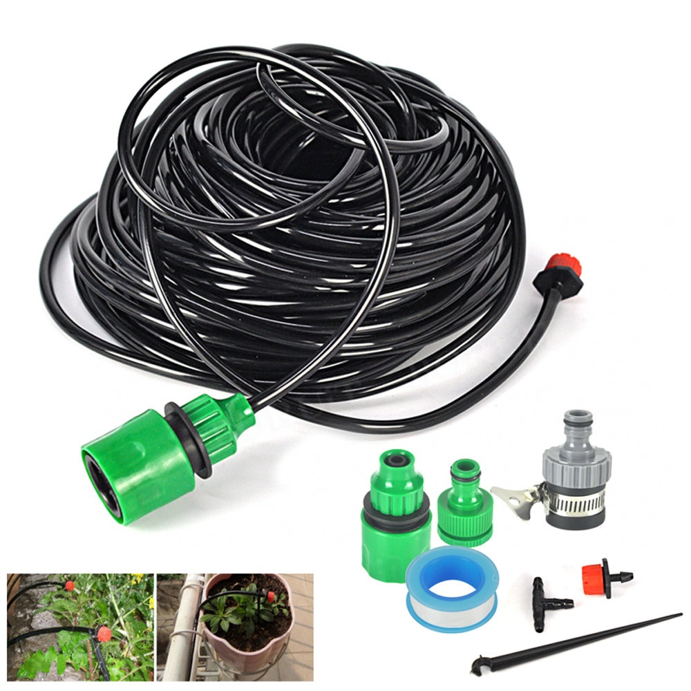 Ống 25M 4 / 7mm Hệ thống tưới nhỏ giọt tự động Bộ dụng cụ tưới nước tự động Bộ dụng cụ tưới nước có thể điều chỉnh Micro Sprinkler cho vườn