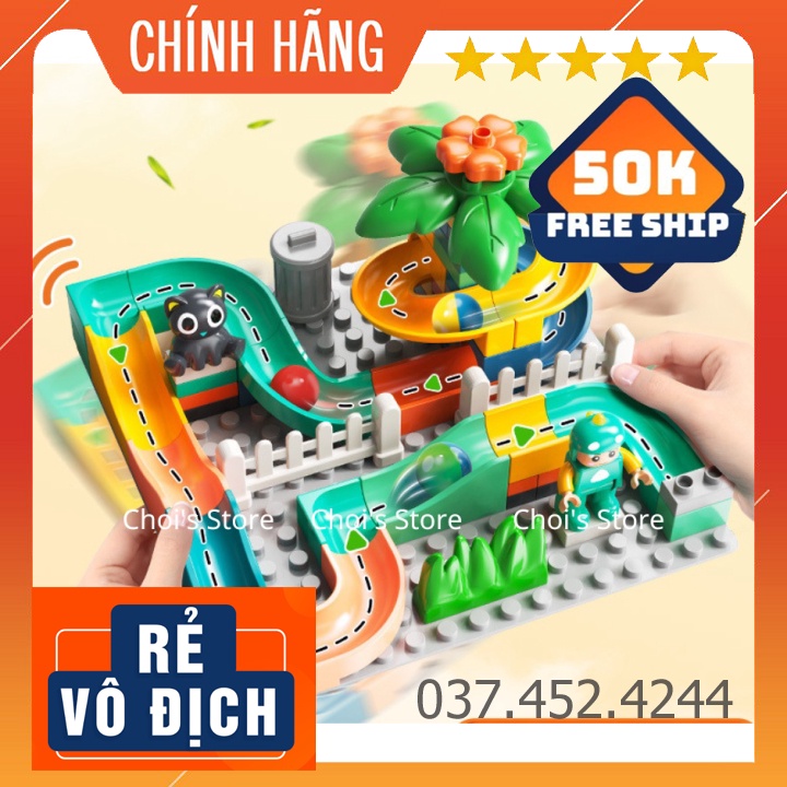 Đồ chơi giáo dục Freeship Bộ xếp hình, lắp ghép lego trượt bi cối xay gió FEELO