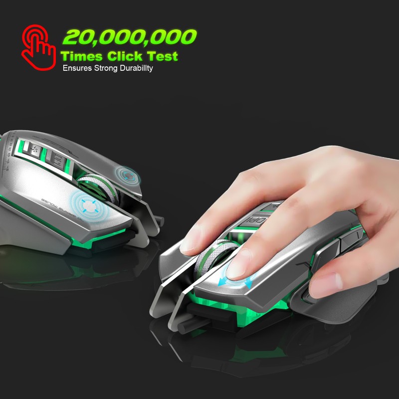 Chuột cơ gaming led RGB 3200DPI - X400GY Gray mechanical Gaming mouse 11 Key