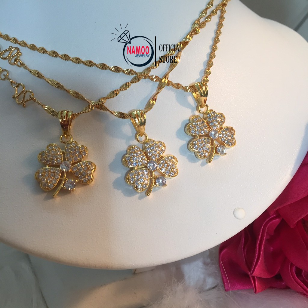 Dây Chuyền Cỏ 4 Lá Nữ, Vòng Cổ Mạ Vàng 18k Cực Bền Đẹp V556 Namoo Jewelry