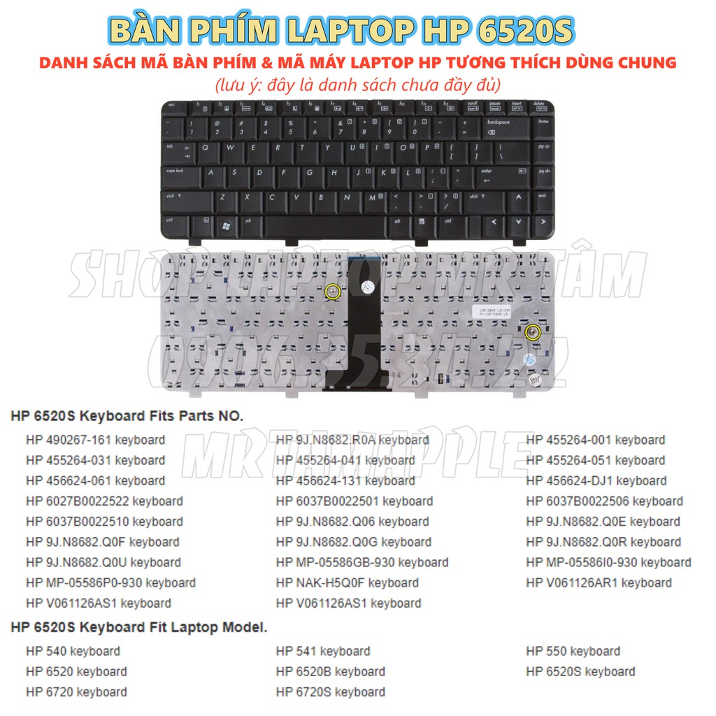 (KEYBOARD) BÀN PHÍM LAPTOP HP 6520S dùng cho Compaq 6520 6520s 6720s, HP 510 530 540 550