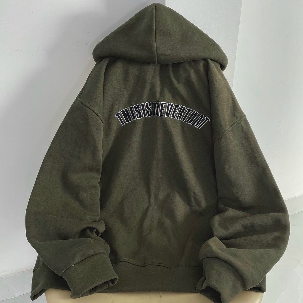 Áo nỉ có mũ ,áo hoodie zip kéo khóa màu xanh rêu siêu đẹp cho mùa thu đông 2022