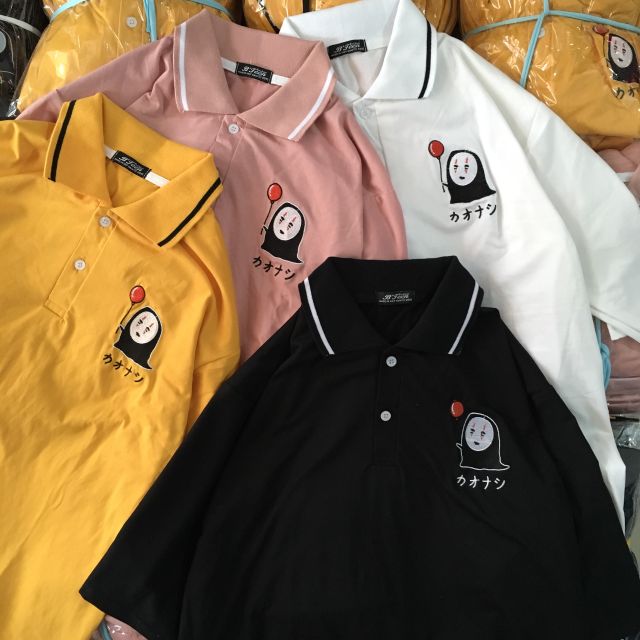 Áo Polo [Hình thật 100%] Unisex thêu Vô Diện cute👻👻👻