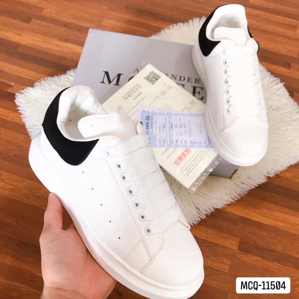 Giày Sneaker Mcq Trắng, Giày MC Queen trắng gót nhung nỉ chuẩn đẹp Tăng Chiều Cao 5cm Đủ Size Nam Nữ