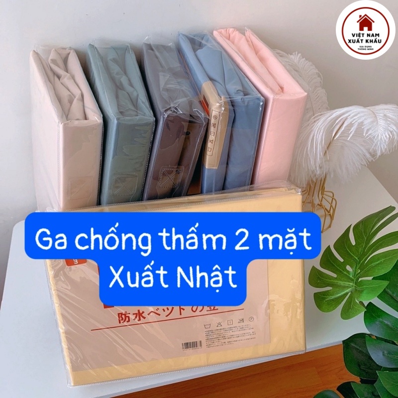 Ga Chống Thấm 2 Lớp, Bộ Drap Trải Giường Hàng M.U.J.L Xuất Nhật