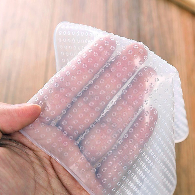 Set 4 miếng silicon bọc bảo quản thực phẩm kiểu dáng tiện dụng