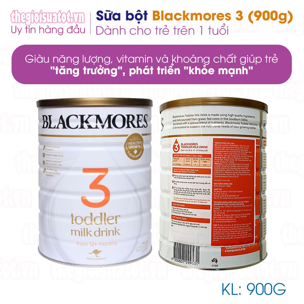 Sữa Blackmores Số 1,2,3 900g - Sữa dinh dưỡng dành cho bé